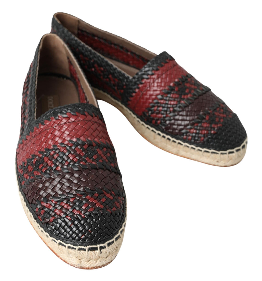 Dolce & Gabbana Buffalo Leather Espadrilles in Black and Bordeaux