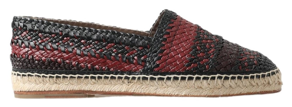 Dolce & Gabbana Buffalo Leather Espadrilles in Black and Bordeaux