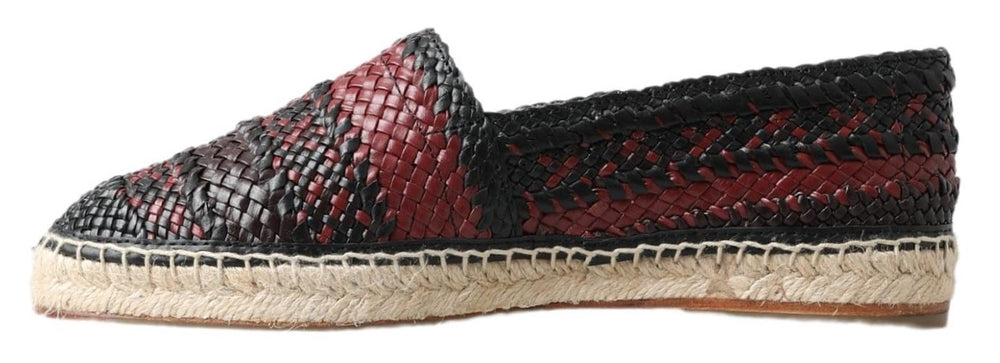 Dolce & Gabbana Buffalo Leather Espadrilles in Black and Bordeaux