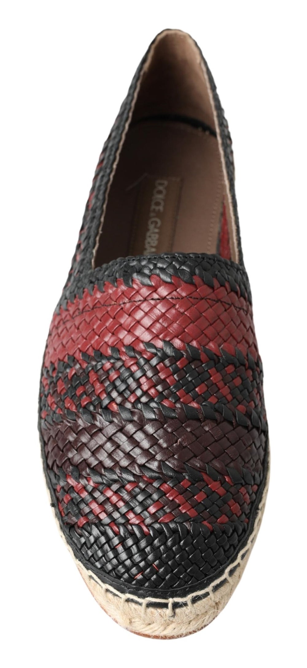 Dolce & Gabbana Buffalo Leather Espadrilles in Black and Bordeaux