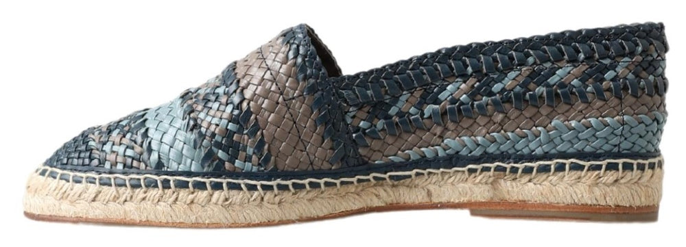 Blue Gray Leather Buffalo Espadrille Shoes mens luxury fashion - Mens Edit