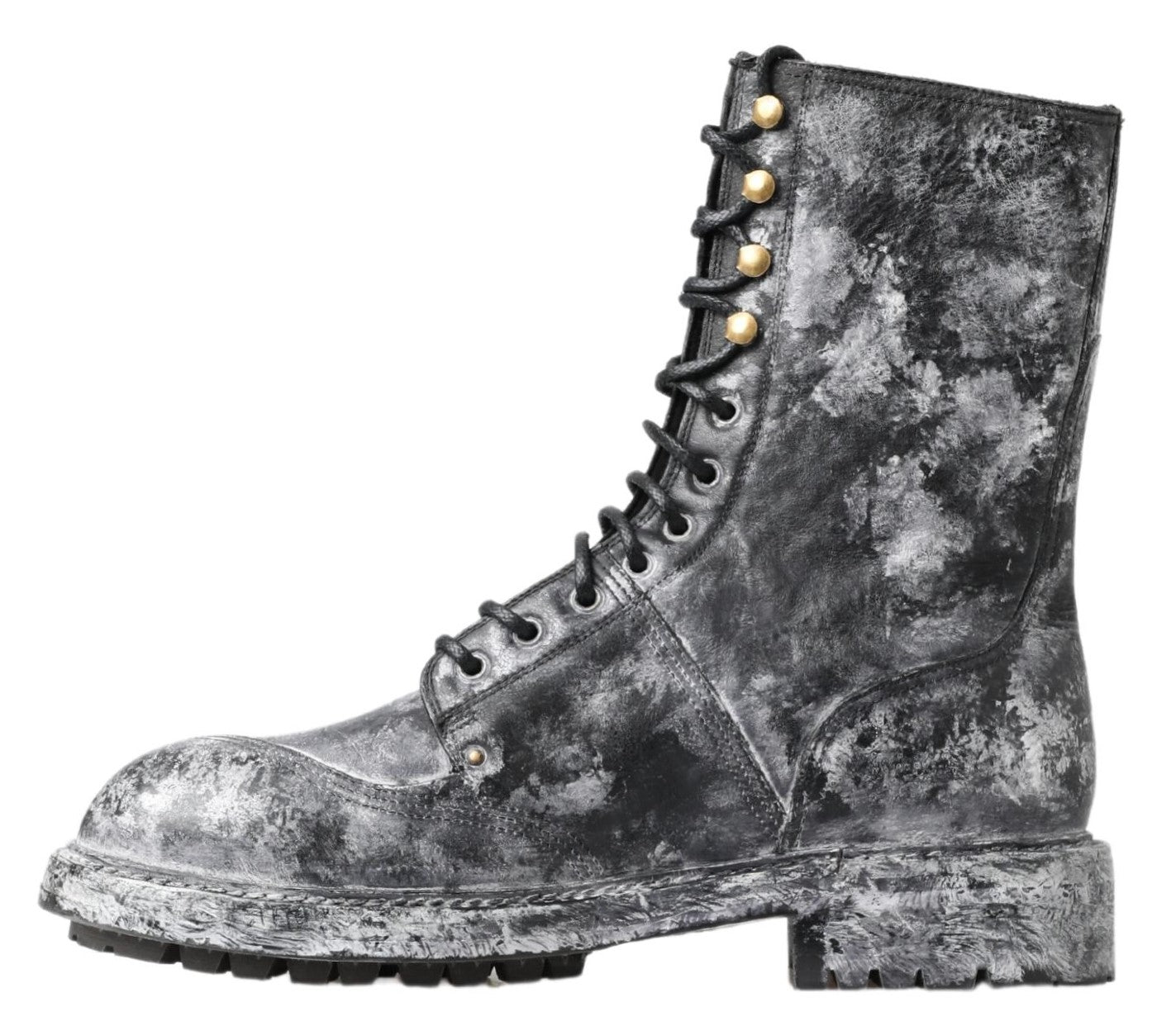 Black Gray Leather Mid Calf Boots Shoes mens luxury fashion - Mens Edit