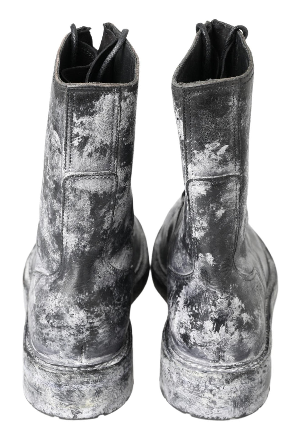 Dolce & Gabbana Leather Mid-Calf Lace-Up Boots in Black