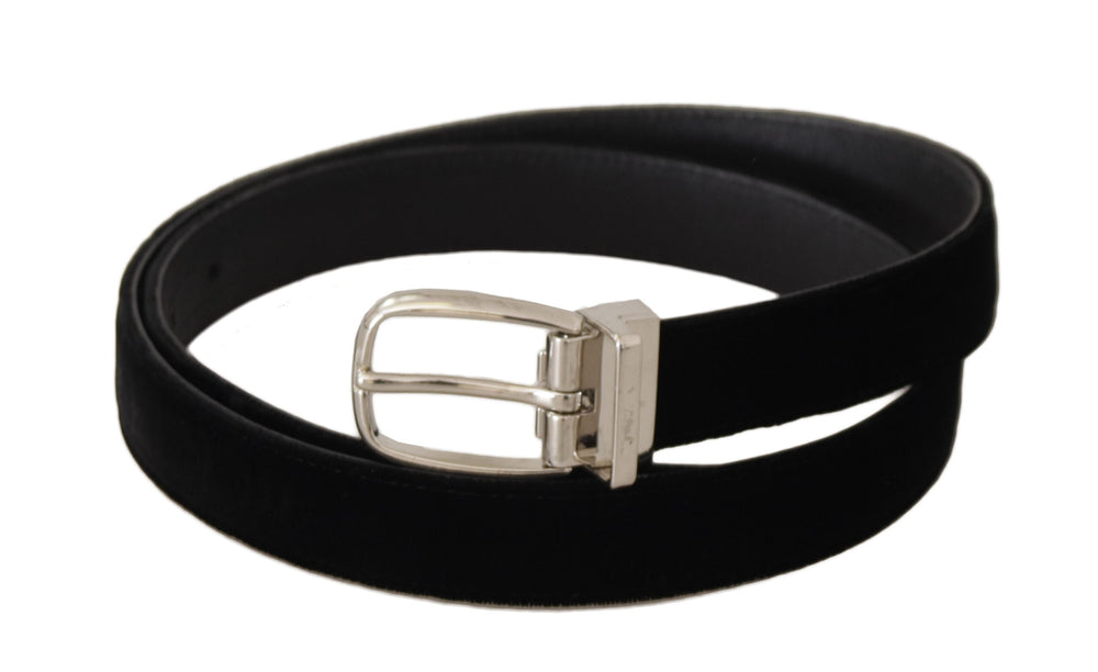 Dolce & Gabbana Velvet Belt with Silver-Tone Buckle in Black