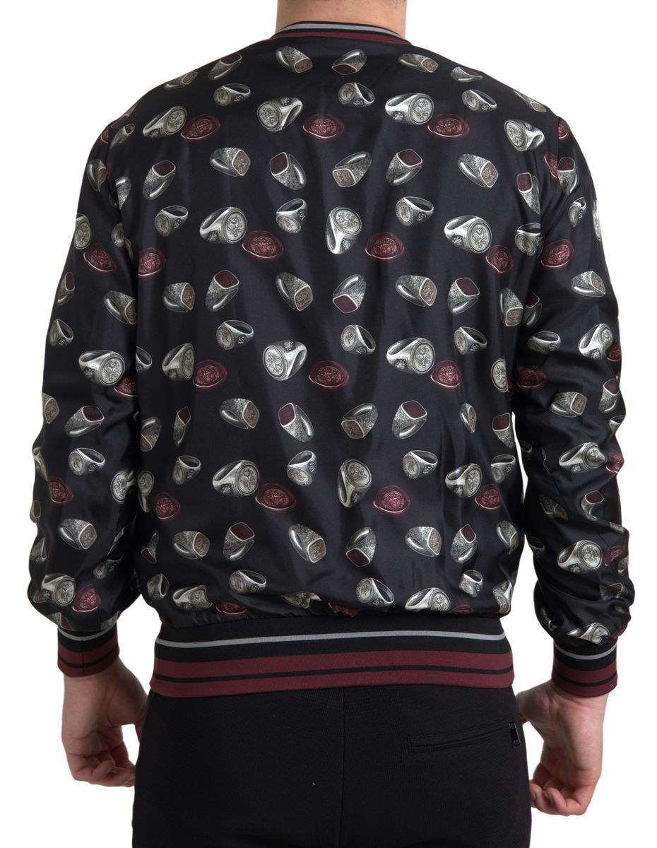 Black Ring Print Silk Crewneck Sweater mens luxury fashion - Mens Edit