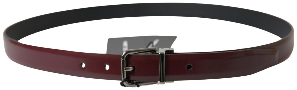 Bordeaux Leather Silver Metal Buckle Belt mens luxury fashion - Mens Edit