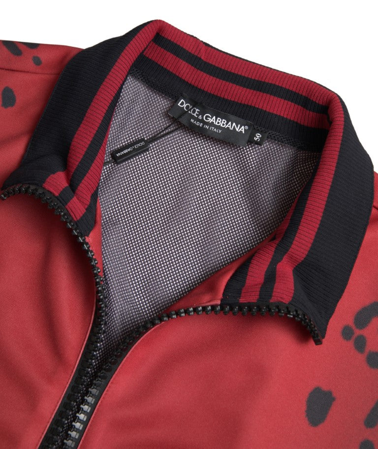 Dolce & Gabbana Polyester Bomber Jacket in Red Leopard Print