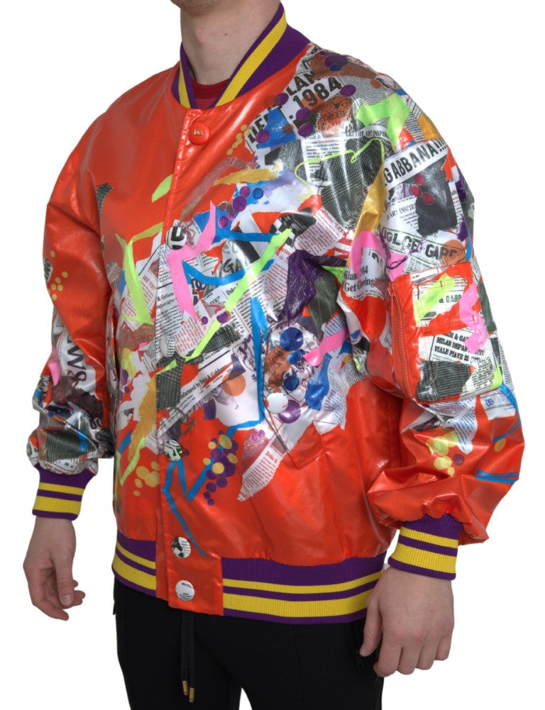 Orange Polyester Button Blouson Jacket mens luxury fashion - Mens Edit