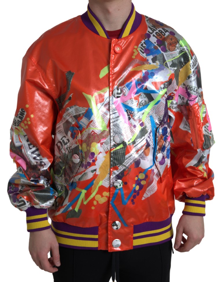 Dolce & Gabbana Polyester Printed Blouson Jacket in Orange