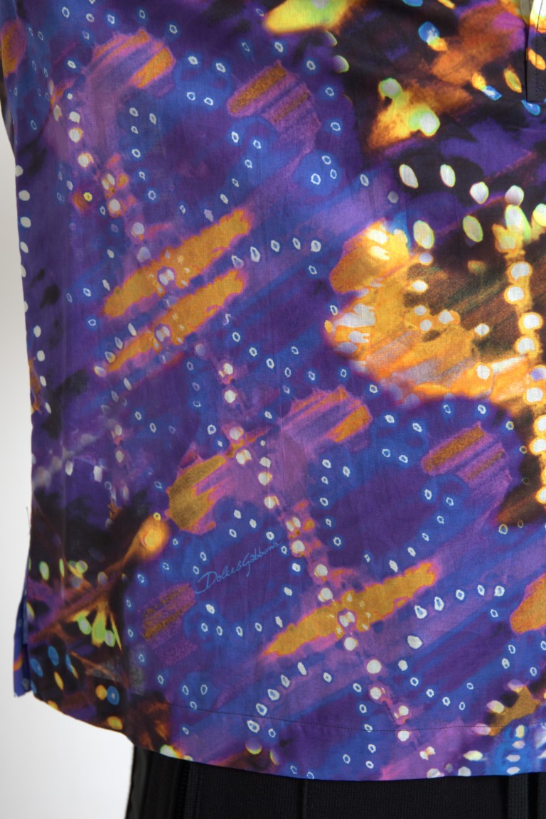 Dolce & Gabbana Luminaire Print Cotton Polo Shirt in Multicolour