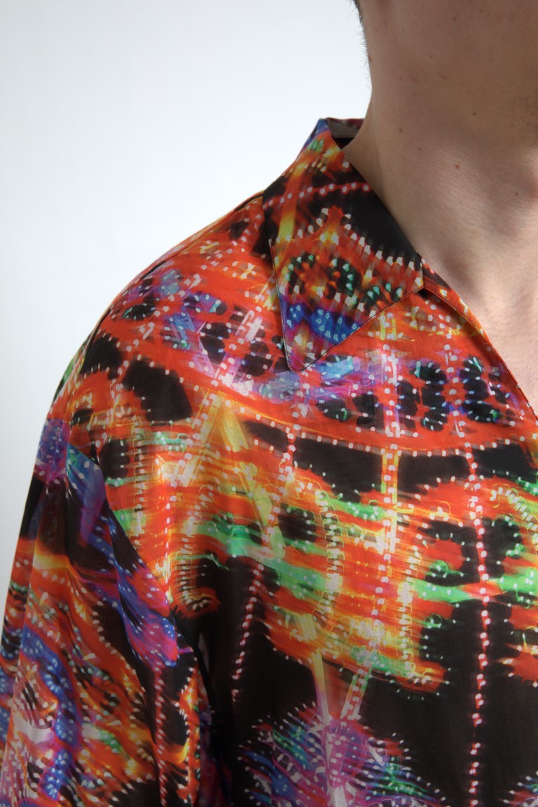 Multicolor Luminarie Print Men Cotton Shirt mens luxury fashion - Mens Edit