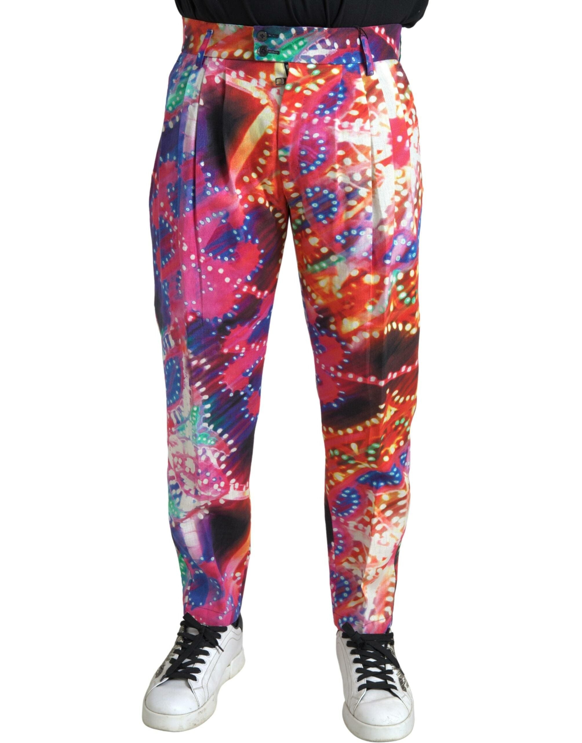 Multicolor Printed Linen Men Trouser Pants mens luxury fashion - Mens Edit