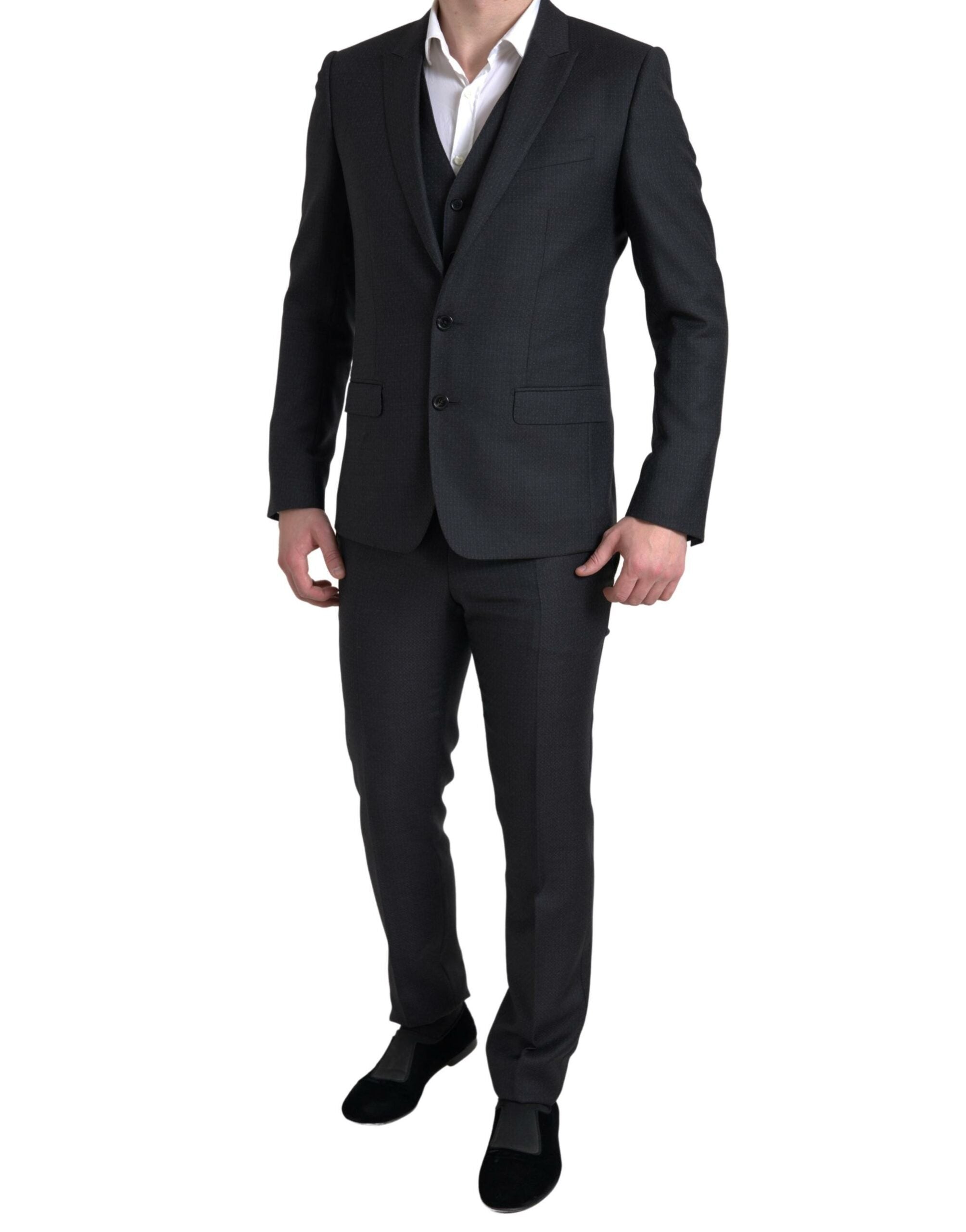 Dolce & Gabbana 100% Virgin Wool MARTINI Three-Piece Suit in Black