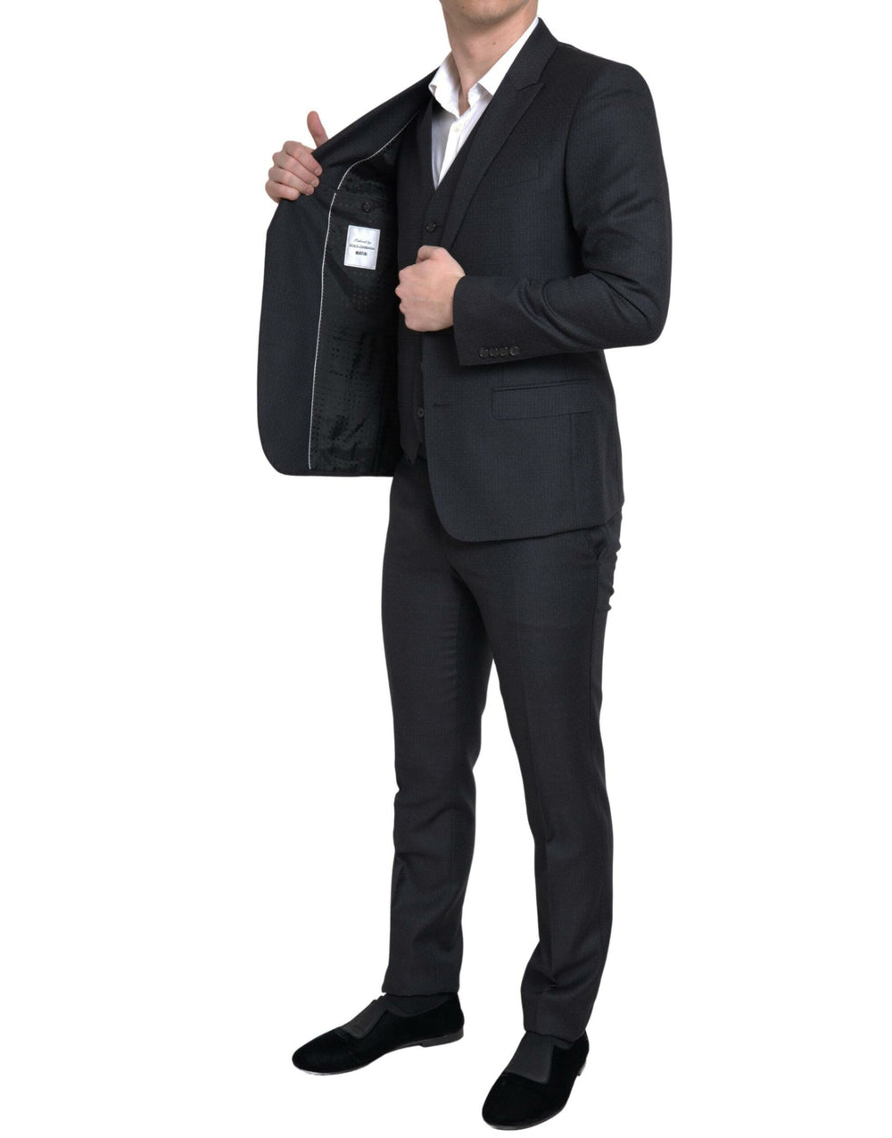 Dolce & Gabbana 100% Virgin Wool MARTINI Three-Piece Suit in Black