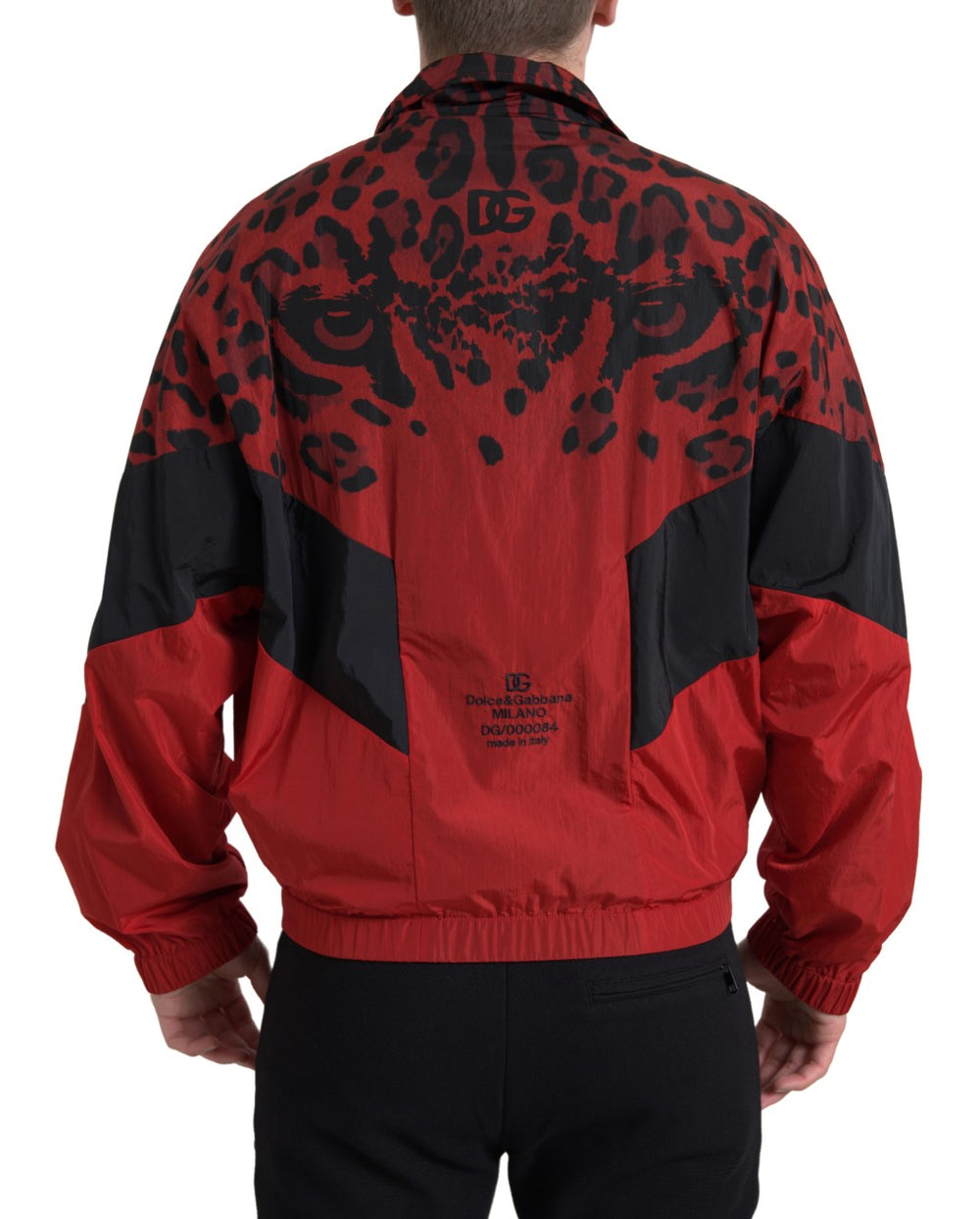 Red Leopard Nylon Full Zip Sweater mens luxury fashion - Mens Edit