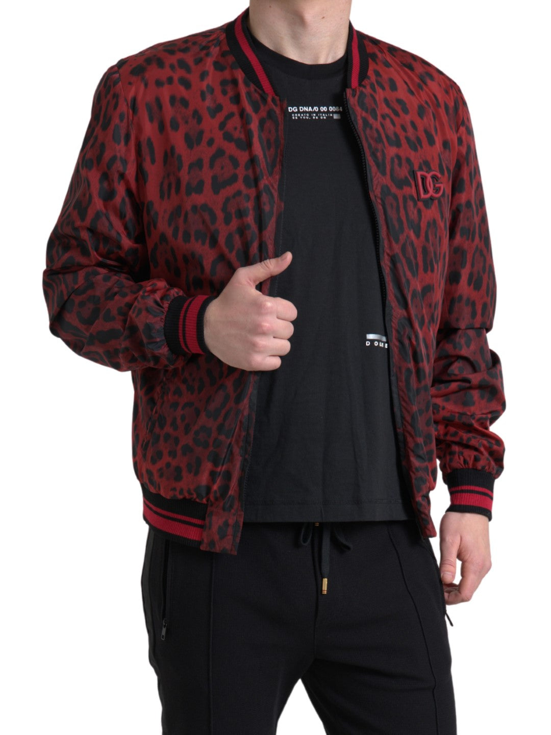 Red Leopard Bomber Short Coat Jacket mens luxury fashion - Mens Edit