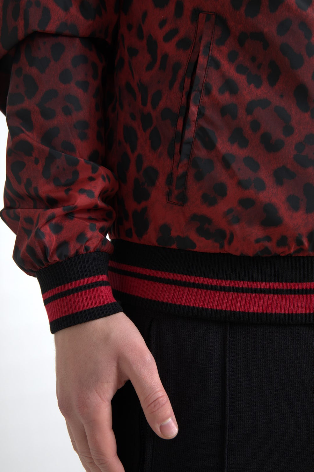 Dolce & Gabbana Nylon Bomber Jacket in Red Leopard Print