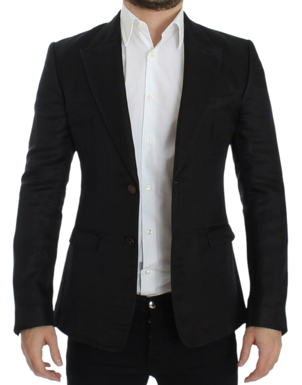 Dolce & Gabbana Silk Blend Slim Fit Blazer in Black