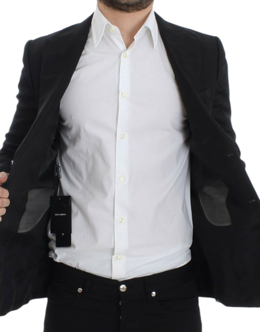 Dolce & Gabbana Silk Blend Slim Fit Blazer in Black