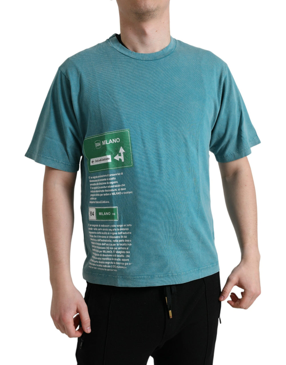 Dolce & Gabbana 100% Cotton Round Neck T-shirt in Blue