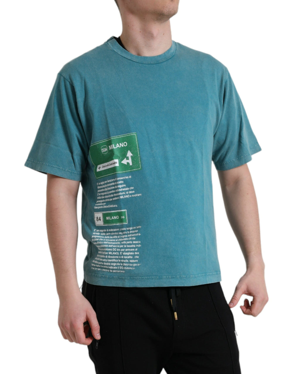 Dolce & Gabbana 100% Cotton Round Neck T-shirt in Blue