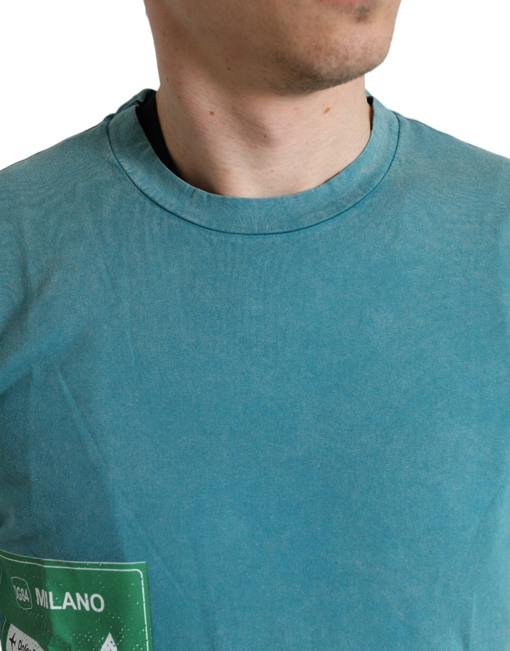 Dolce & Gabbana 100% Cotton Round Neck T-shirt in Blue