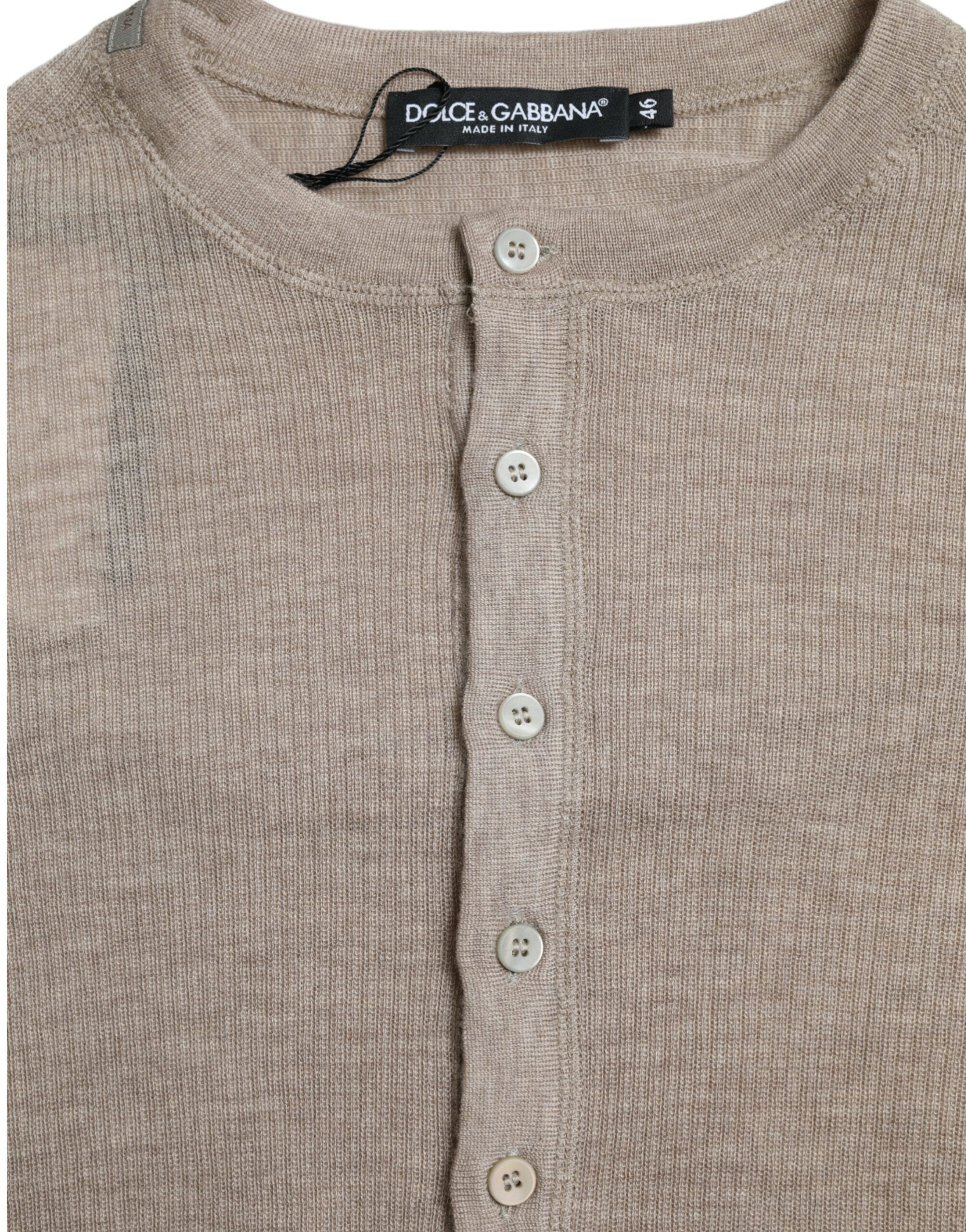 Dolce & Gabbana Πουλόβερ Henley από 100% κασμίρι σε Μπεζ