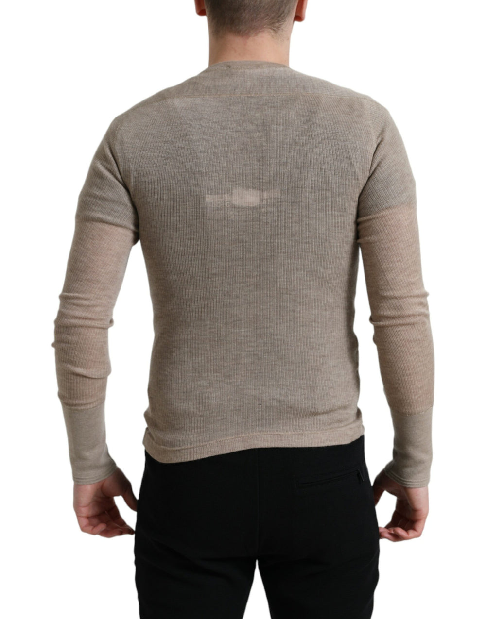 Dolce & Gabbana 100% Cashmere Henley Sweater in Beige