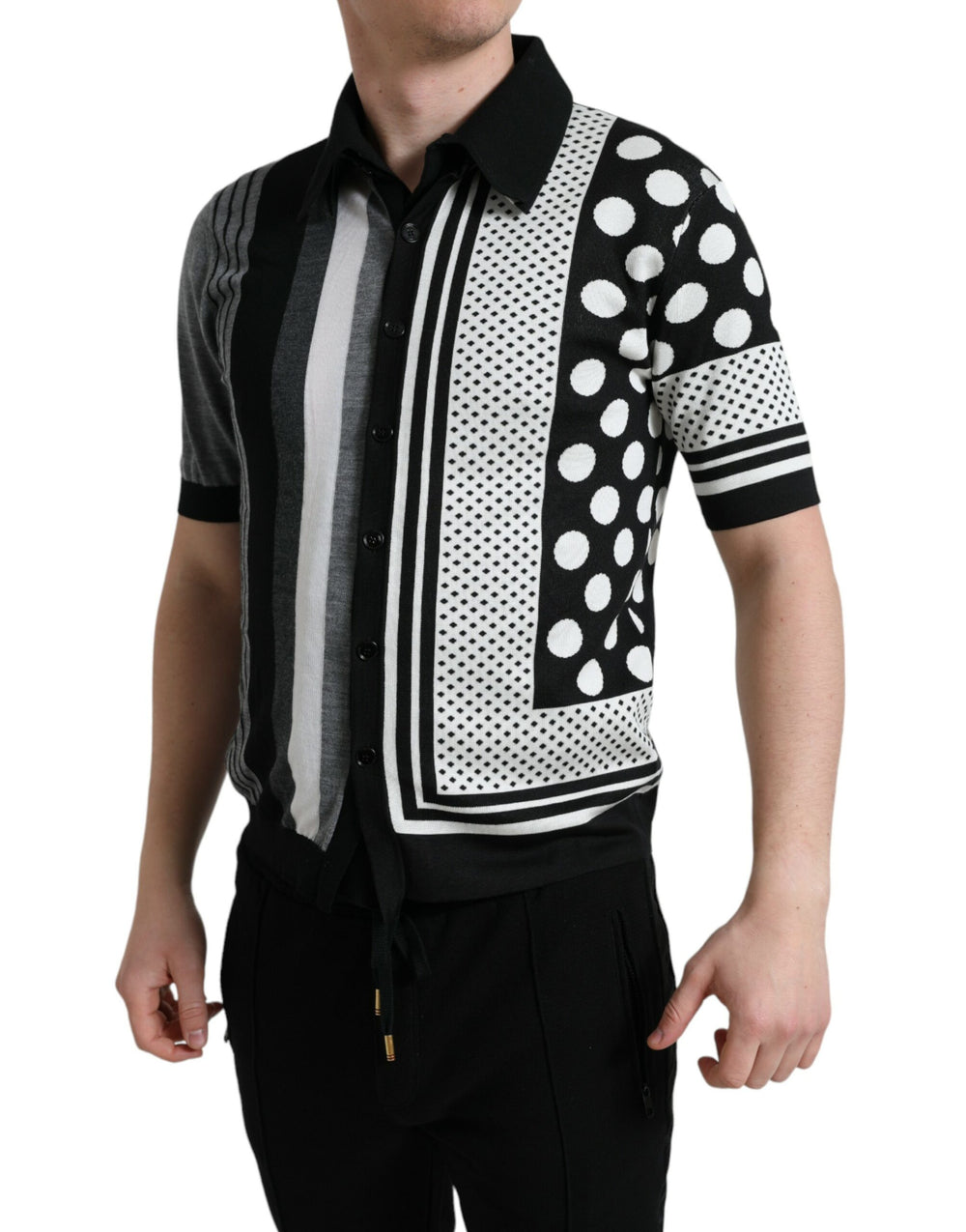 Dolce & Gabbana Silk-Blend Cardigan in Black and White