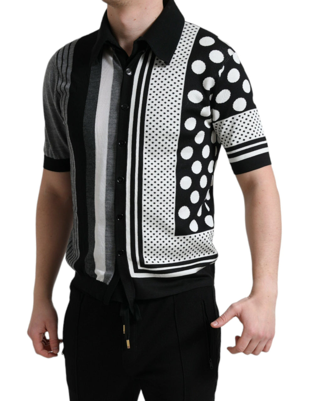 Dolce & Gabbana Silk-Blend Cardigan in Black and White