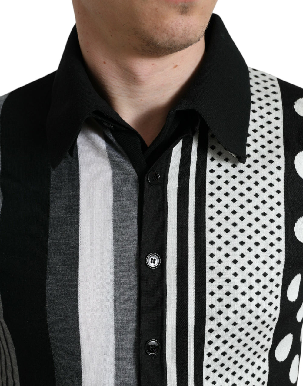 Dolce & Gabbana Silk-Blend Cardigan in Black and White