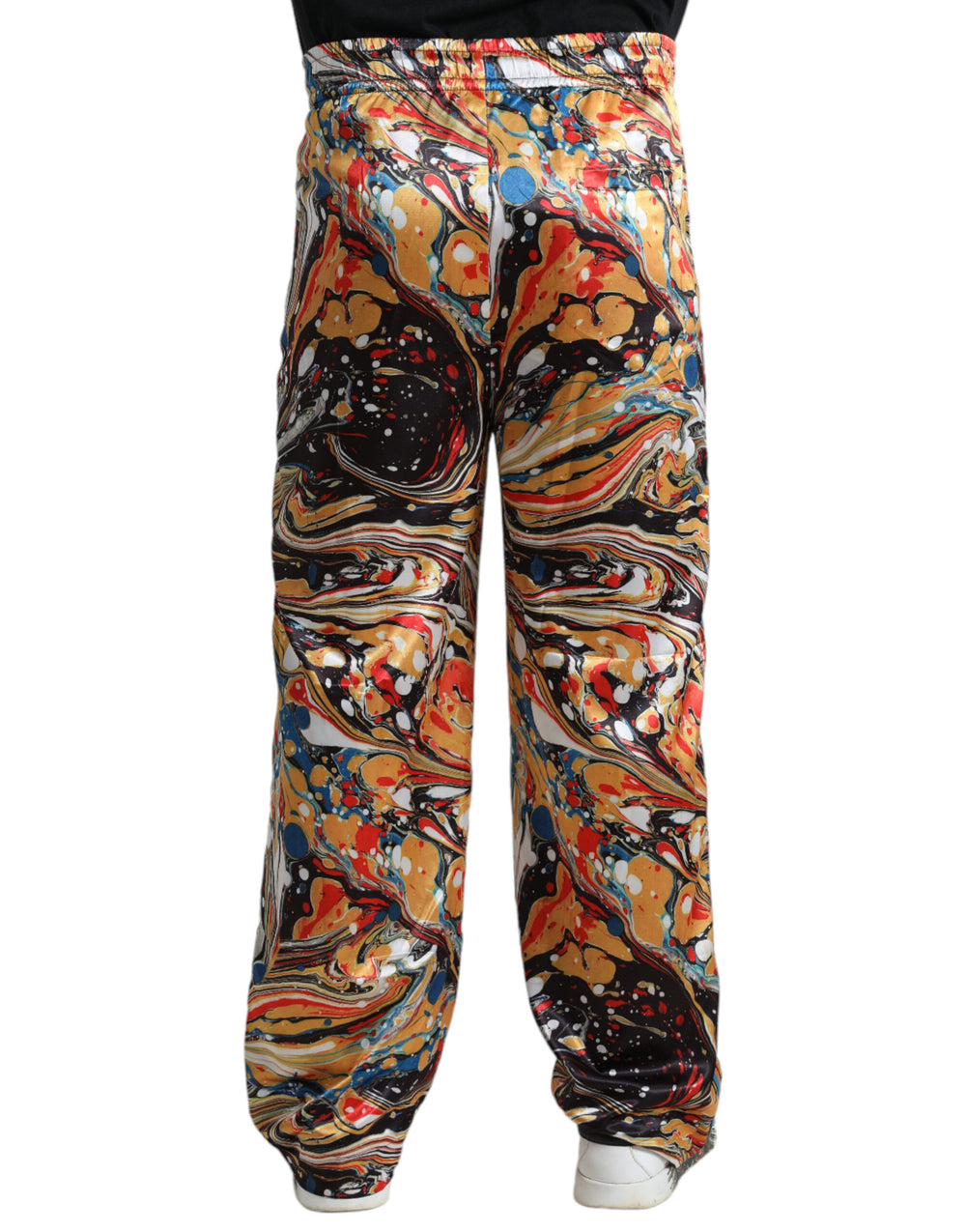 Dolce & Gabbana Marble Print Satin Pants in Multicolor