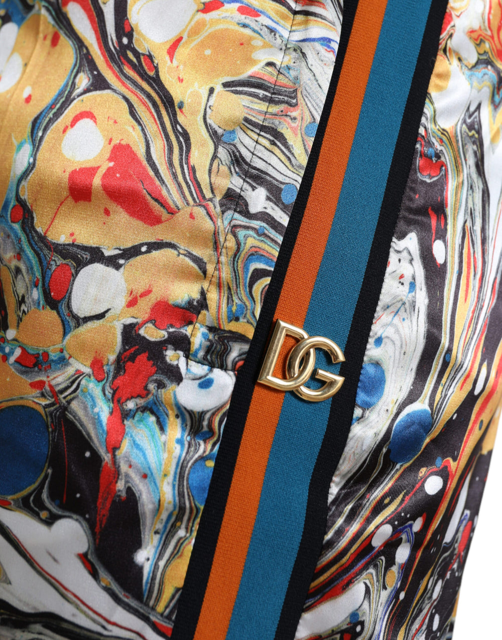 Dolce & Gabbana Marble Print Satin Pants in Multicolor