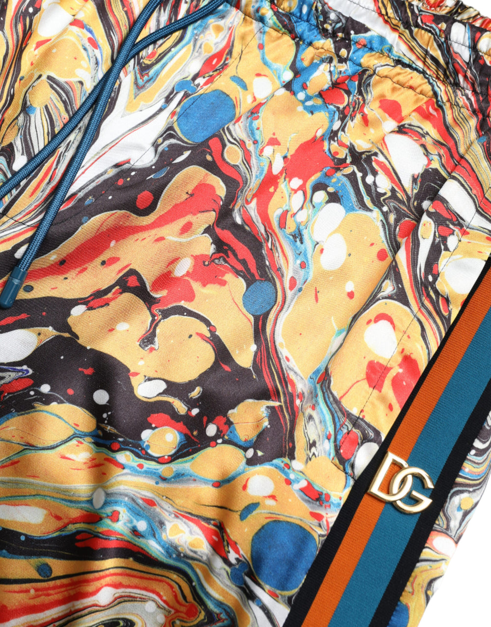 Dolce & Gabbana Marble Print Satin Pants in Multicolor