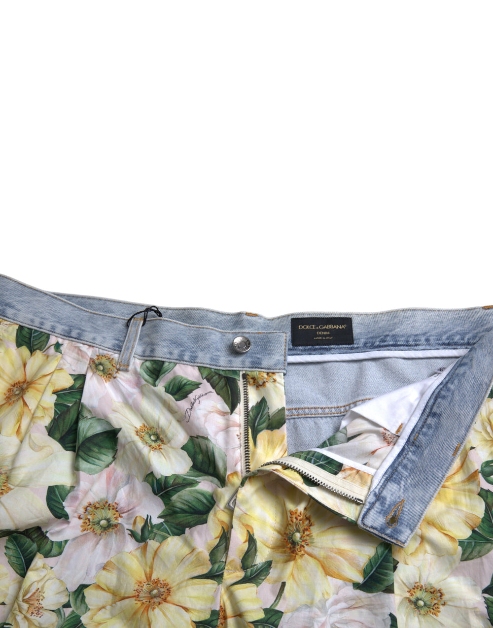 Dolce & Gabbana Floral Print Denim Bermuda Shorts in Multicolor