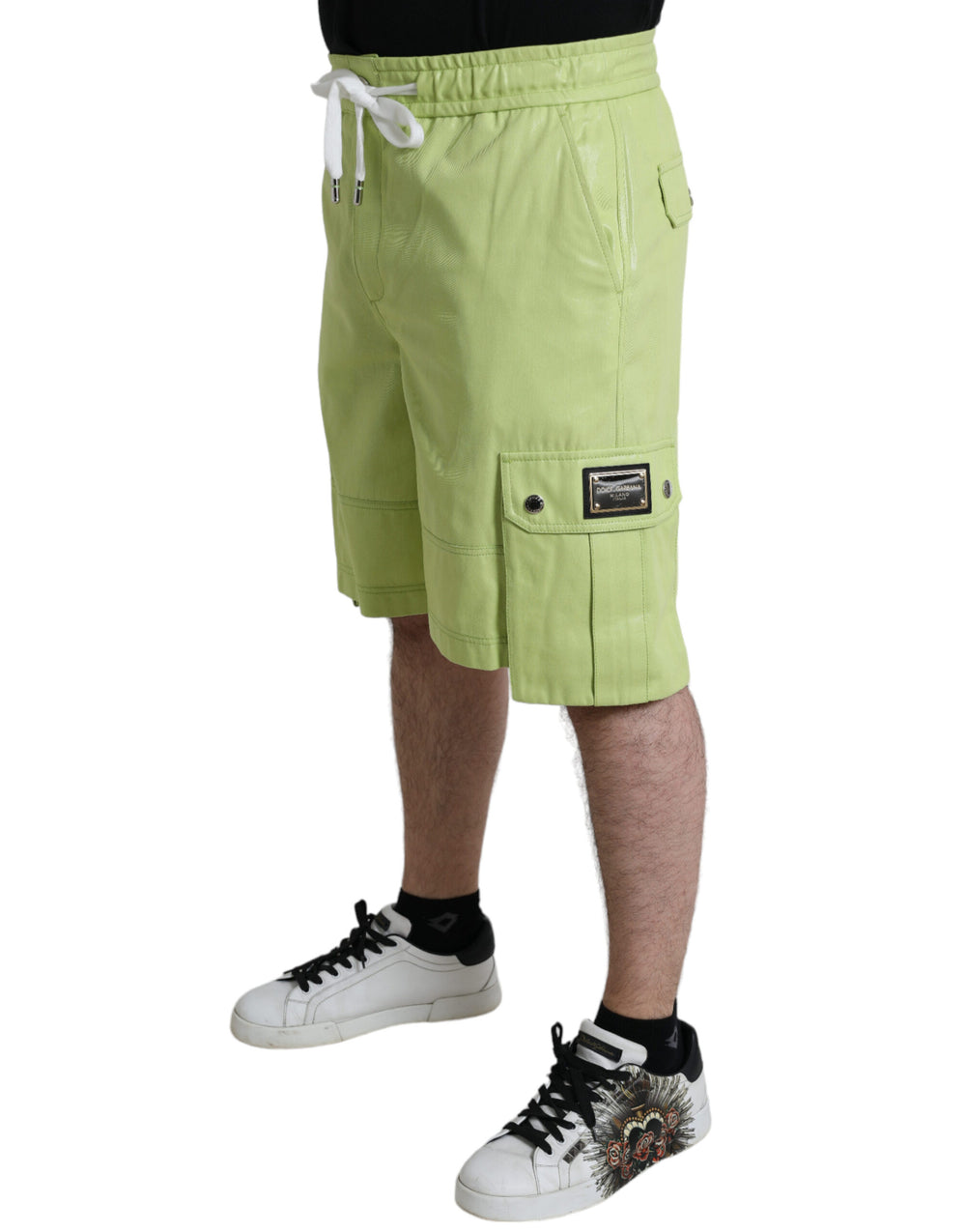 Dolce & Gabbana Cotton Cargo Bermuda Shorts in Light Green