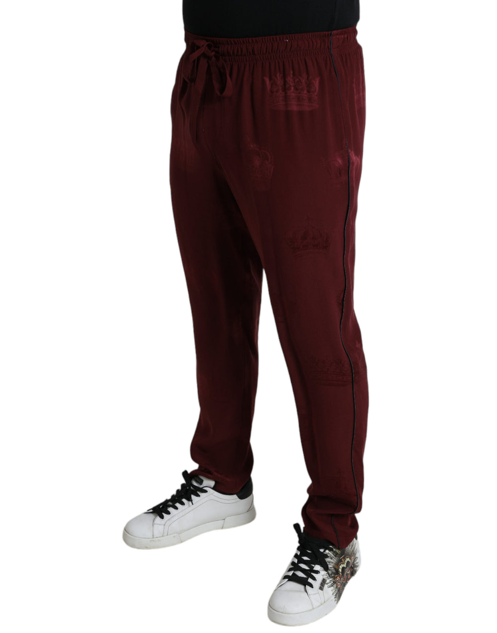 Dolce & Gabbana 100% Silk Pajama Pants in Maroon