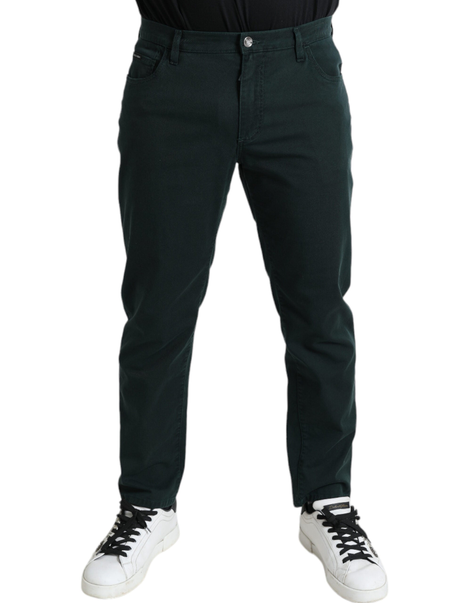 Green Cotton Stretch Skinny Men Denim Jeans mens luxury fashion - Mens Edit