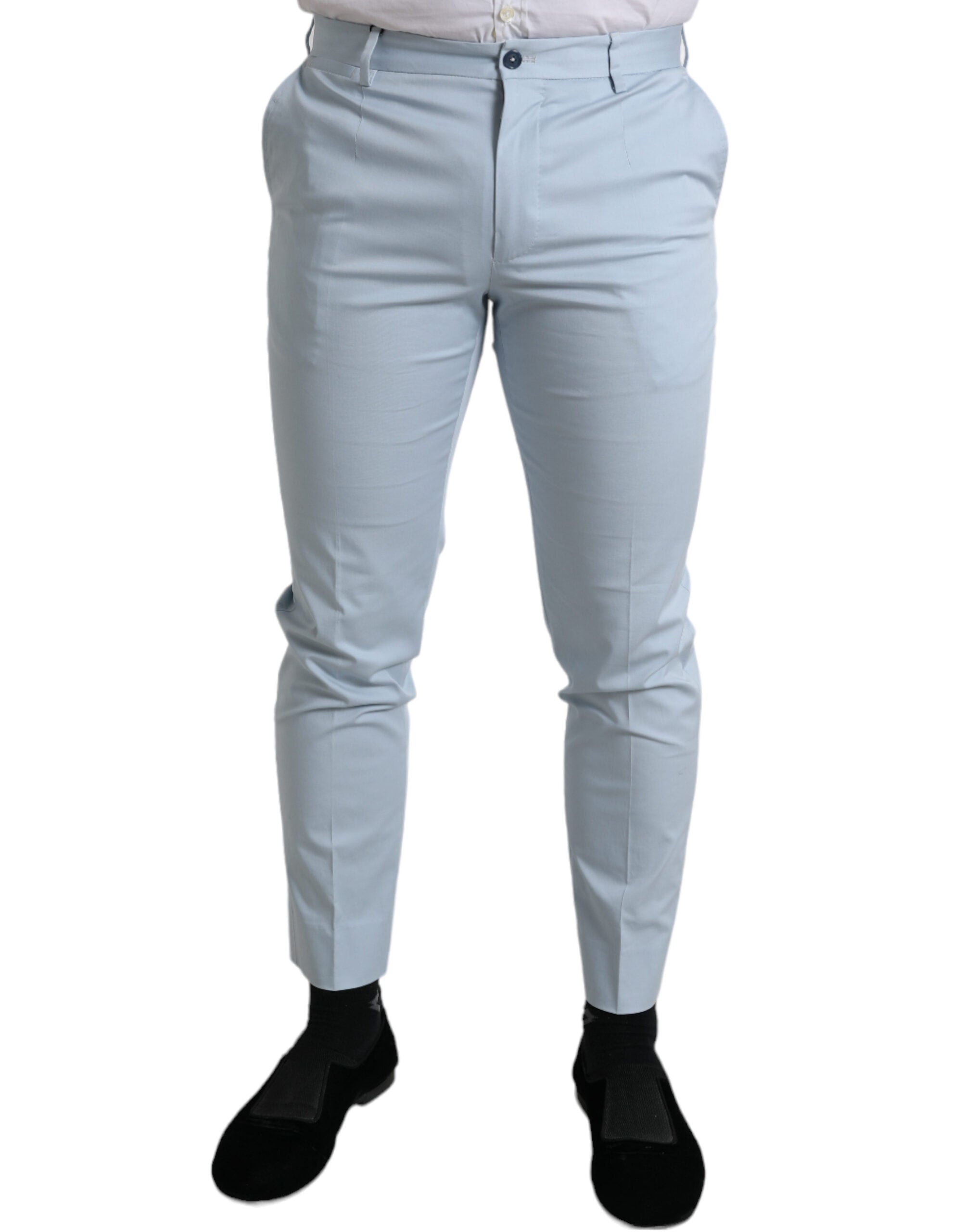Sky Blue Cotton Stretch Skinny Pants mens luxury fashion - Mens Edit