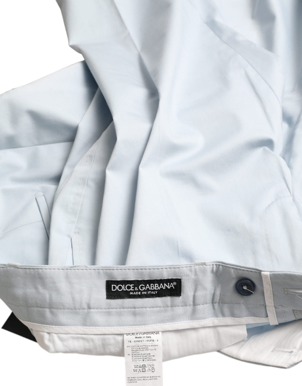 Dolce & Gabbana Cotton Stretch Skinny Pants in Sky Blue