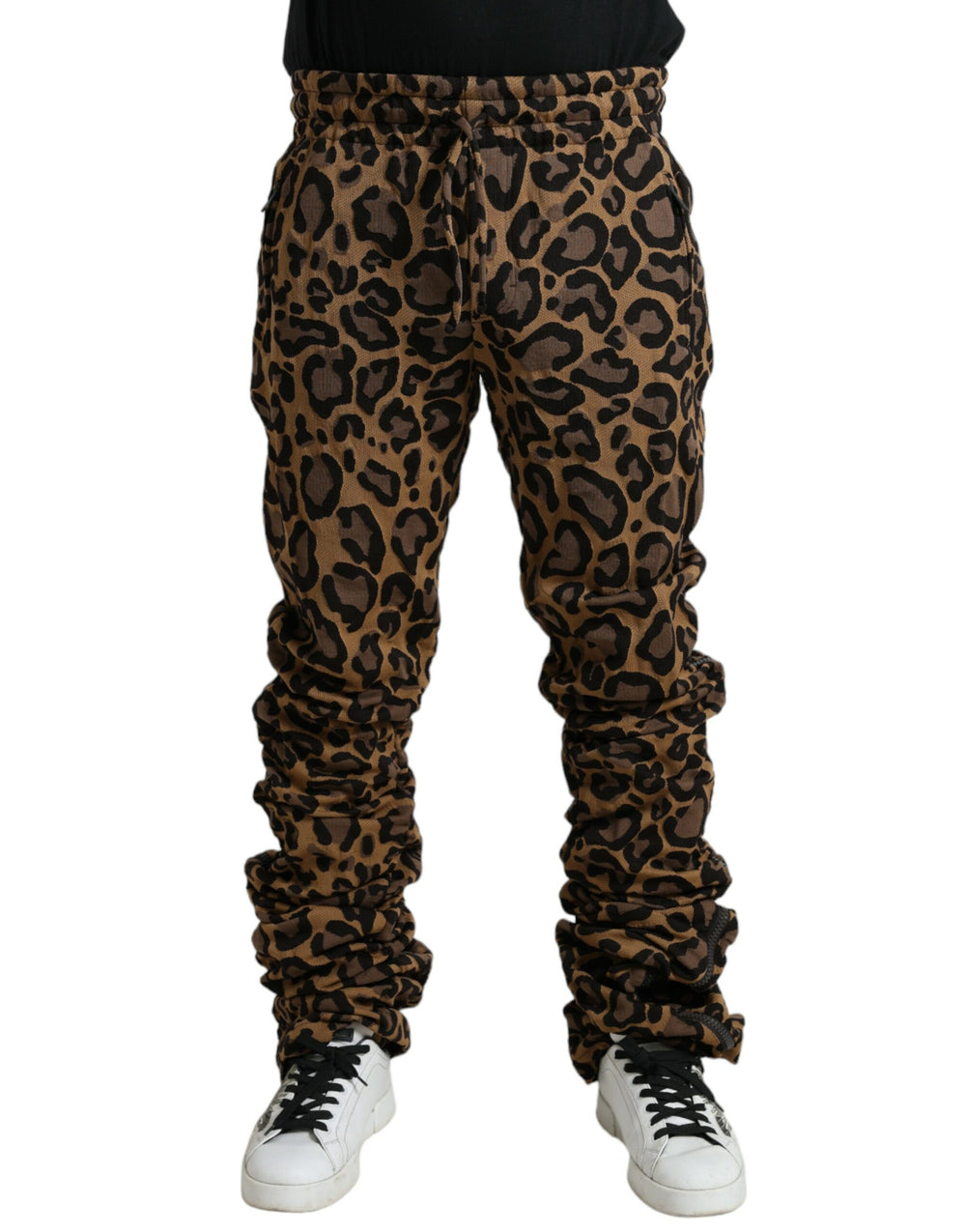 Dolce & Gabbana Leopard Jacquard Jogger Pants in Brown