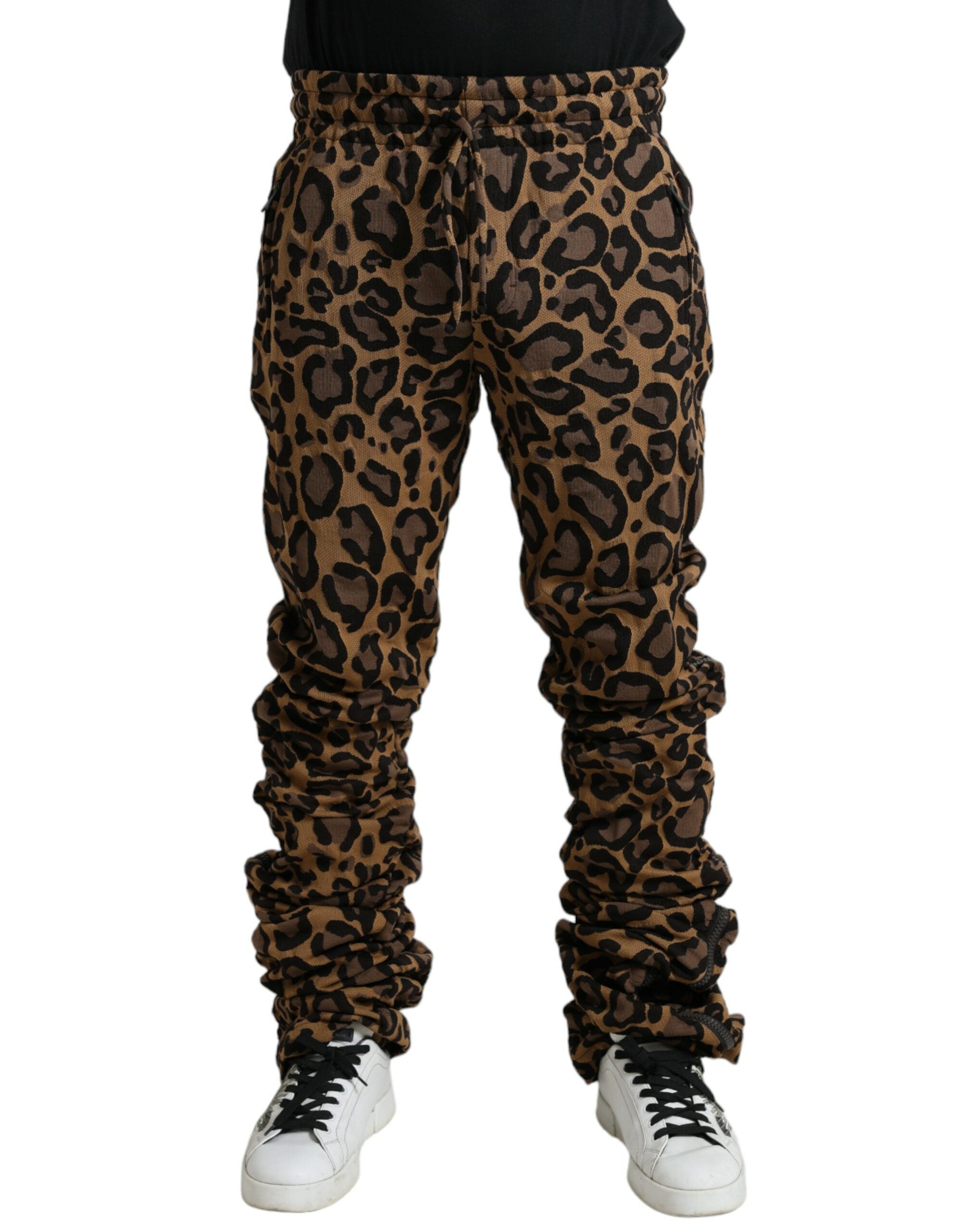 Dolce & Gabbana Παντελόνι Jogger με Leopard Jacquard σε Καφέ