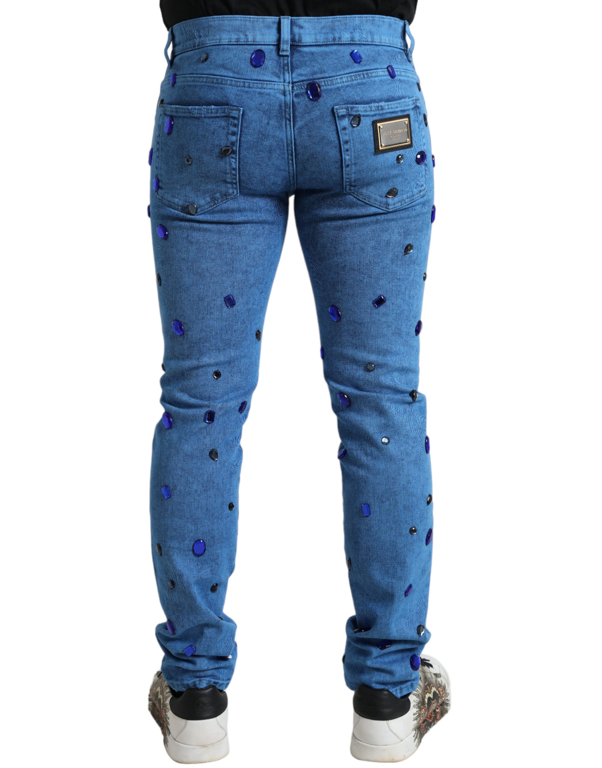 Dolce & Gabbana Skinny Jeans με Crystal Embellishments σε Μπλε