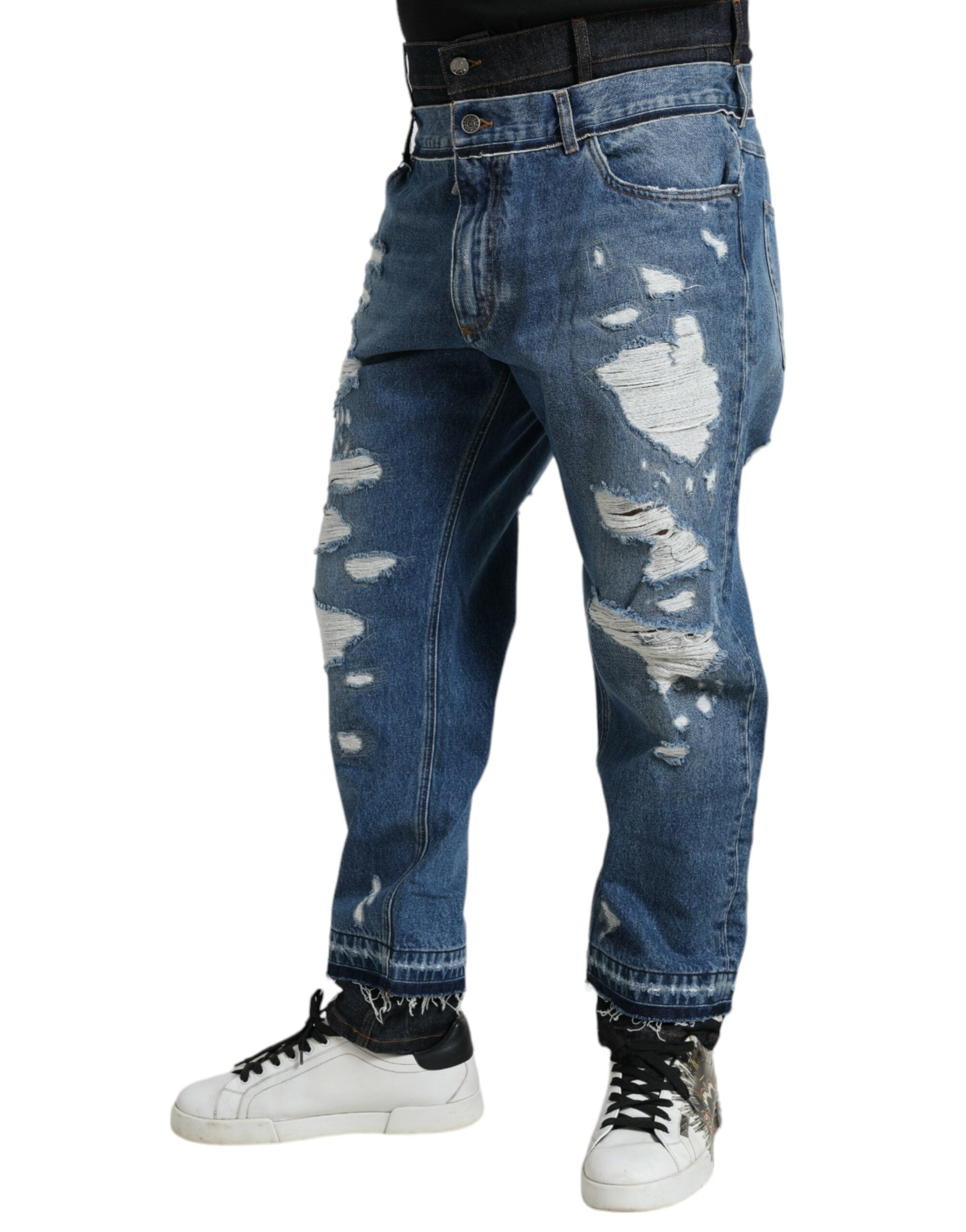 Dolce & Gabbana Skinny Tattered Jeans σε Μπλε