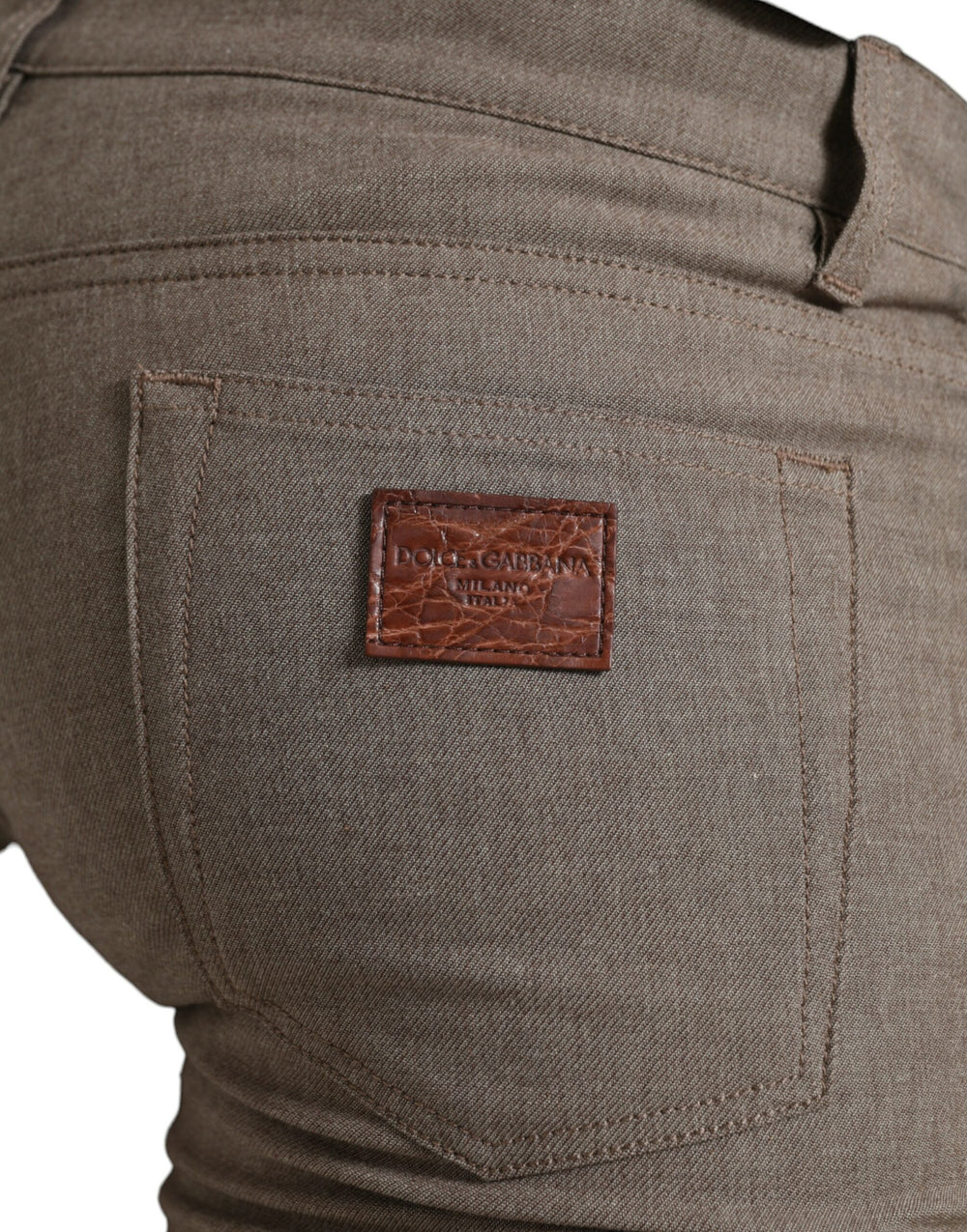 Dolce & Gabbana Cotton Stretch Skinny Trousers in Brown