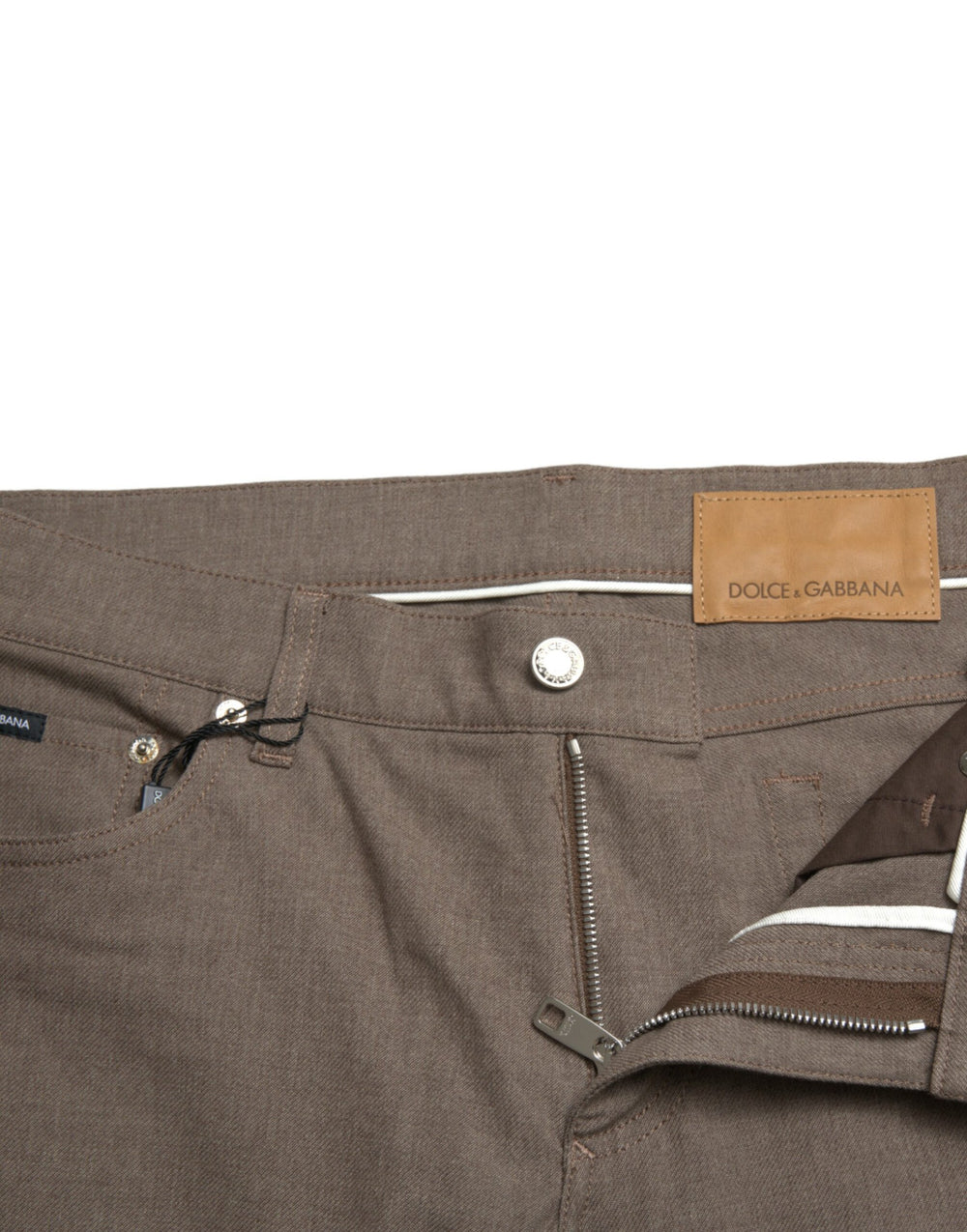 Dolce & Gabbana Cotton Stretch Skinny Trousers in Brown