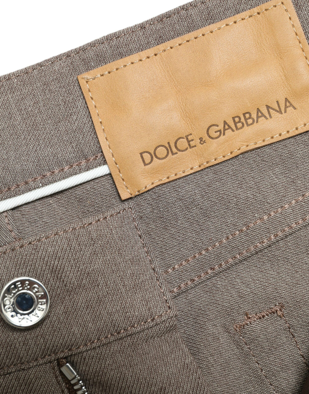 Dolce & Gabbana Cotton Stretch Skinny Trousers in Brown