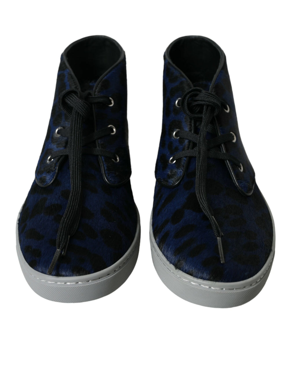Blue Calfskin Leopard Mid Top Sneakers Shoes mens luxury fashion - Mens Edit