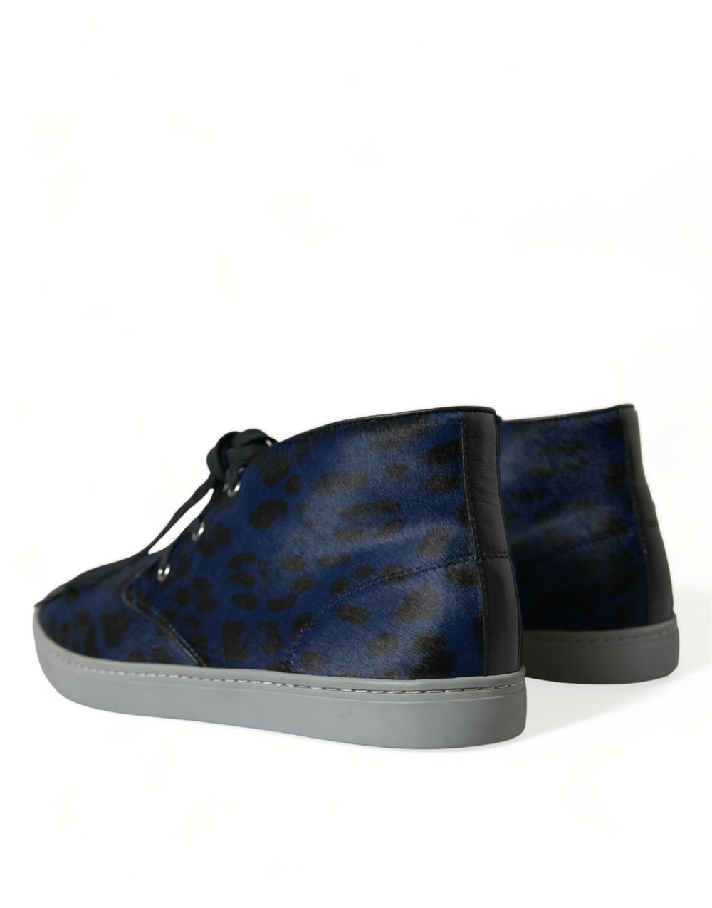 Dolce & Gabbana Calf Hair Leather Sneakers in Blue Leopard