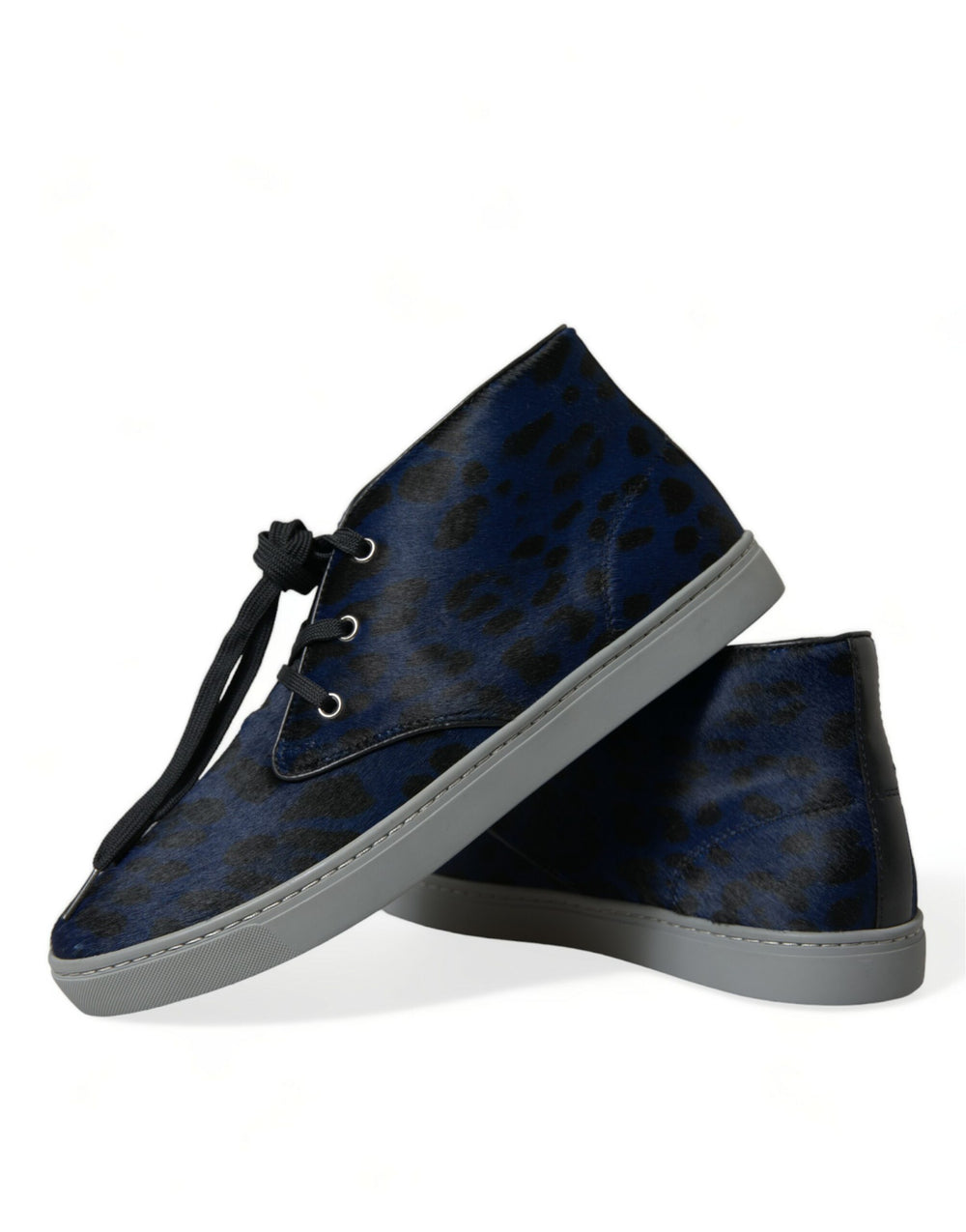 Dolce & Gabbana Calf Hair Leather Sneakers in Blue Leopard